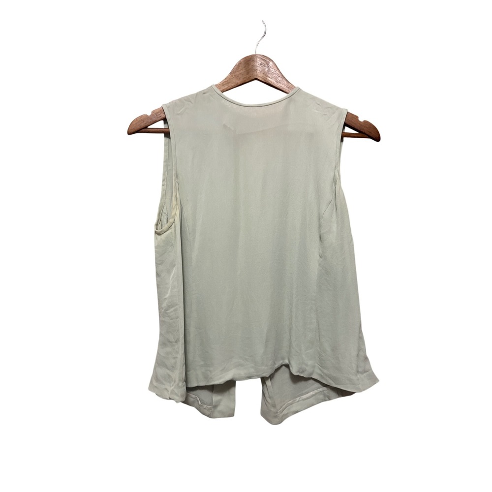 Linda Allard Ellen Tracy Silk Blouse Womens 12 Sage Green Good‎ Button Back Tank